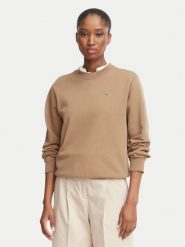 Lacoste Bluza SF5270 Brązowy jasny Regular Fit. Brązowe bluzy damskie Lacoste, bez wzorów, z bawełny, bez ramiączek, bez kaptura. Za 539.99 zł.