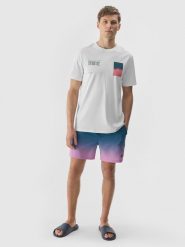4F T-shirt z nadrukiem męski - biały S. Białe t-shirty męskie 4F, m, z aplikacjami, z bawełny, bez kołnierzyka, bez ramiączek. W wyprzedaży za 39.99 zł.