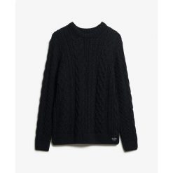 Sweter warkoczowy Superdry Jacob. Niebieskie swetry męskie Superdry, na zimę, m, bez wzorów, ze splotem, bez kołnierzyka, bez ramiączek. Za 374.80 zł.