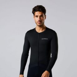 Męska koszulka kolarska Thermo Fleece z długim rękawem. Czarne bluzy męskie ACELERA, m, bez wzorów, z polaru, sportowe, bez ramiączek, bez kaptura. W wyprzedaży za 317.21 zł.