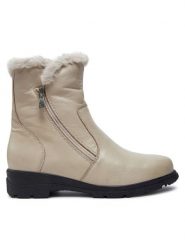 Caprice Botki 9-26409-41 Écru. Białe botki damskie Caprice, bez wzorów, ze skóry, bez obcasa, na płaskiej podeszwie, bez zapięcia. Za 569.99 zł.