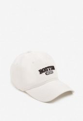 Biała Bawełniana Czapka z Daszkiem Ozdobiona Napisem Vornetta. Białe czapki damskie Renee, na wiosnę, z aplikacjami, z bawełny, eleganckie. Za 34.99 zł.