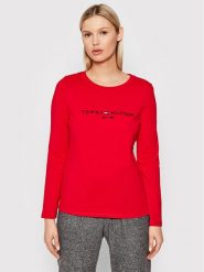 Tommy Hilfiger Bluzka WW0WW30720 Czerwony Regular Fit. Czerwone bluzki damskie Tommy Hilfiger, xs, bez wzorów, z bawełny, bez kołnierzyka, bez ramiączek. Za 229.99 zł.