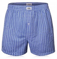 Męskie Bokserki Luźne, Majtki z Rozporkiem na Guzik - Pako Jeans - Niebieskie. Niebieskie bokserki męskie Pako Jeans, bez wzorów, z bawełny. Za 33.00 zł.