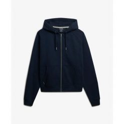 Damska bluza z kapturem zapinana na zamek z logo Superdry Essential. Niebieskie bluzy damskie Superdry, m, bez wzorów, klasyczne, bez ramiączek, z kapturem. Za 318.95 zł.