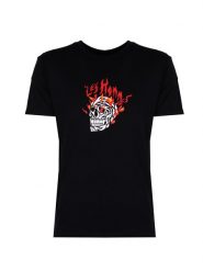 Les Hommes T-Shirt "On Fire" | LBT1002700P | Mężczyzna | Czarny. Czarne t-shirty męskie Les Hommes, m, bez wzorów, z bawełny, bez kołnierzyka, bez ramiączek. W wyprzedaży za 319.00 zł.