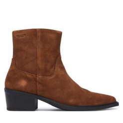 Botki Vagabond Shoemakers. Brązowe botki damskie Vagabond Shoemakers, bez wzorów, bez obcasa, na słupku, bez zapięcia. Za 694.99 zł.