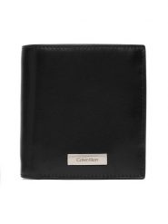 Calvin Klein Portfel Plaque Slim Trifold W Coin + Car LV04D1137G Czarny. Czarne portfele męskie Calvin Klein, bez wzorów, ze skóry. Za 329.99 zł.