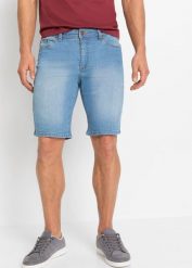 Bermudy dżinsowe ze stretchem, regular fit (2 pary). Niebieskie jeansy męskie bonprix, z jeansu, klasyczne. Za 169.98 zł.