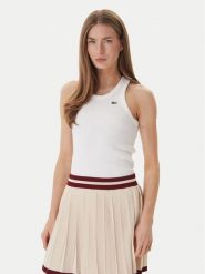 Lacoste Top TF5388 Écru Slim Fit. Topy damskie Lacoste, bez wzorów, z bawełny, bez kołnierzyka, bez ramiączek. Za 289.99 zł.