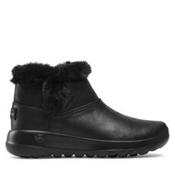Botki Skechers. Czarne botki damskie Skechers, bez wzorów, bez obcasa, na płaskiej podeszwie, bez zapięcia. Za 279.99 zł.
