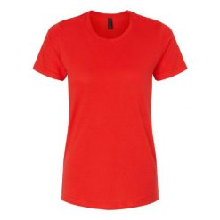 Damska Koszulka Softstyle O Średniej Grubości. Czerwone bluzki damskie GILDAN, xl, bez wzorów, sportowe, bez kołnierzyka, bez ramiączek. Za 33.99 zł.
