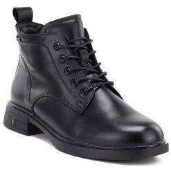 Skórzane botki damskie ocieplane czarne Vinceza 39953. Czarne botki damskie VINCEZA, bez wzorów, ze skóry, eleganckie, bez obcasa, bez zapięcia. Za 209.99 zł.