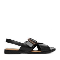 Sandały Lasocki. Czarne sandały damskie Lasocki, bez wzorów, bez obcasa, na płaskiej podeszwie, bez zapięcia. Za 169.99 zł.