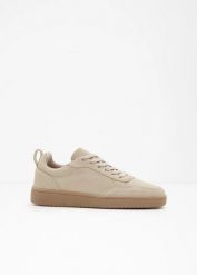 Sneakersy skórzane. Brązowe obuwie sportowe damskie bonprix, bez wzorów, ze skóry, bez zapięcia. Za 147.99 zł.