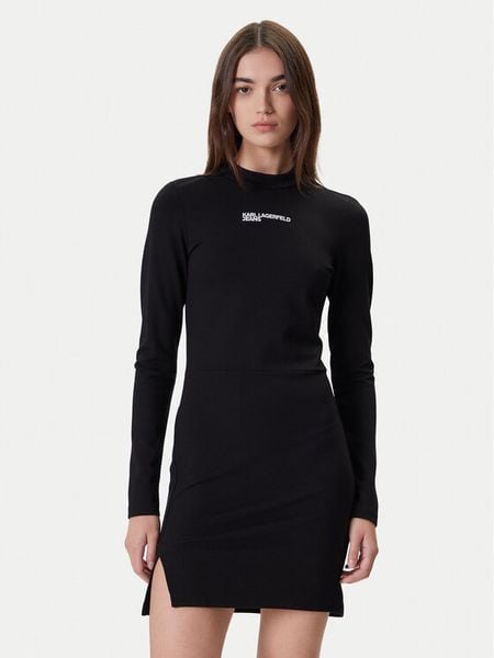 Karl Lagerfeld Jeans Sukienka codzienna A4W13005 Czarny Slim Fit. Czarne sukienki damskie Karl Lagerfeld Jeans, na co dzień, l, bez wzorów, z jeansu, bez kołnierzyka, bez ramiączek, proste. Za 529.99 zł.