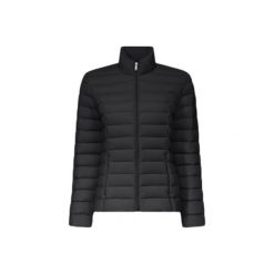 Kurtka puchowa damska JOTT Maia. Czarne kurtki sportowe damskie Jott, m, bez wzorów, z puchu, bez ramiączek, bez kaptura, trekkingowe. Za 766.00 zł.