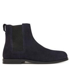 Sztyblety Calvin Klein. Czarne botki męskie Calvin Klein, bez wzorów, bez obcasa, bez zapięcia. Za 559.99 zł.