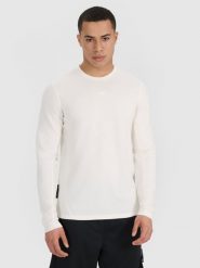 4F Longsleeve do koszykówki regular szybkoschnący męski - biały L. Białe koszulki sportowe męskie 4F, l, bez wzorów, z dzianiny, bez ramiączek, do koszykówki. W wyprzedaży za 99.99 zł.