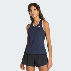 Top Tennis Classics. Niebieskie topy damskie Adidas, bez wzorów, sportowe, bez kołnierzyka, bez ramiączek. Za 219.00 zł.