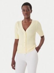 Morgan Kardigan 261-MYRTILE Żółty Slim Fit. Żółte kardigany damskie Morgan, m, bez wzorów, z bawełny, bez kołnierzyka. Za 229.99 zł.