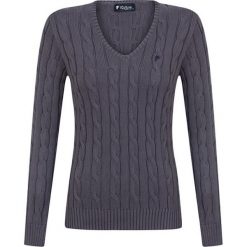 Sweter w kolorze antracytowym. Szare swetry nierozpinane damskie Denim Culture, l, bez wzorów, z bawełny, bez kołnierzyka, bez ramiączek. W wyprzedaży za 144.95 zł.