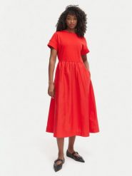 Tommy Hilfiger Sukienka codzienna WW0WW51148 Czerwony Regular Fit. Czerwone sukienki damskie Tommy Hilfiger, na co dzień, xs, bez wzorów, z bawełny, bez kołnierzyka, bez ramiączek, proste. Za 649.99 zł.