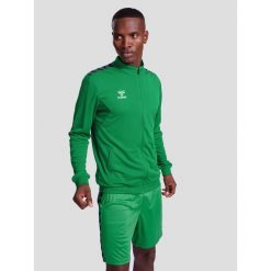 Bluza dresowa z poliestru zapinana na zamek błyskawiczny Hummel Authentic. Zielone bluzy męskie Hummel, bez wzorów, z dresówki, sportowe, bez ramiączek, bez kaptura. Za 212.50 zł.