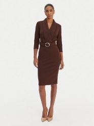 Rinascimento Sukienka koktajlowa CFC0126777003 Brązowy Slim Fit. Brązowe sukienki damskie Rinascimento, s, bez wzorów, z syntetyku, wizytowe, bez kołnierzyka, bez ramiączek. Za 439.99 zł.