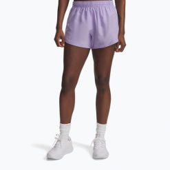 Spodenki do biegania damskie Under Armour Fly By 3". Fioletowe szorty damskie Under Armour, bez wzorów, sportowe. Za 99.99 zł.