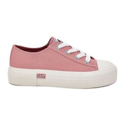 Trampki Damskie Na Platformie LEE Isla C Women Low 50251001 Różowe. Czerwone trampki i tenisówki damskie bez wzorów, przed kostkę, bez zapięcia. Za 235.96 zł.