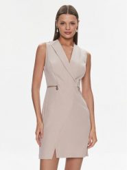 Rinascimento Sukienka koktajlowa CFC0117778003 Beżowy Regular Fit. Brązowe sukienki damskie Rinascimento, m, bez wzorów, z syntetyku, wizytowe, bez kołnierzyka, bez ramiączek. Za 389.99 zł.