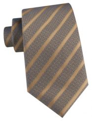 Męski Krawat - Odcienie Beżu i Złota, Prążki - Alties. Żółte krawaty i muchy Alties, bez wzorów, z tkaniny, eleganckie. Za 55.00 zł.