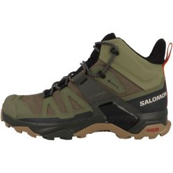 Buty trekkingowe męskie Salomon Ultra 4 Mid Gtx. Zielone buty zimowe męskie Salomon, bez wzorów, z materiału, za kostkę, bez obcasa, bez zapięcia. Za 896.00 zł.