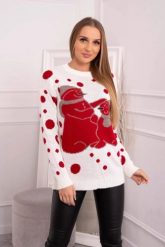 Sweter świąteczny z bałwankami ecru. Swetry nierozpinane damskie KESI, l, bez wzorów, z wełny, wizytowe, bez kołnierzyka, plus size, bez ramiączek. Za 125.45 zł.