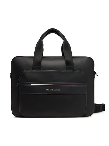 Tommy Hilfiger Torba na laptopa Th Foundation Computer Bag AM0AM13198 Czarny. Czarne torby na laptopa damskie Tommy Hilfiger, bez wzorów, ze skóry. Za 439.99 zł.