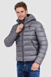 BLAUER Szara puchowa kurtka męska Virgil z kapturem. Szare kurtki męskie Blauer USA, l, bez wzorów, z nylonu, z kapturem. W wyprzedaży za 699.99 zł.