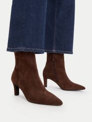 GINO ROSSI Botki EO-WI44-TIP-03 Brązowy. Brązowe botki damskie Gino Rossi, bez wzorów, bez obcasa, na słupku, bez zapięcia. Za 429.99 zł.