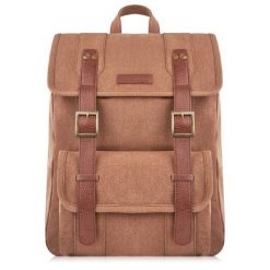 Plecak męski ze skóry wegańskiej PAOLO PERUZZI E-05-BR brązowy. Brązowe plecaki męskie Paolo Peruzzi, bez wzorów, z bawełny. Za 129.99 zł.