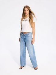 Jeansy barrel z wywinięciem - niebieski. Niebieskie jeansy damskie Reserved, bez wzorów, z bawełny. Za 149.99 zł.