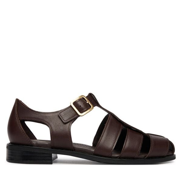 Sandały Clarks. Brązowe sandały damskie Clarks, bez wzorów, bez obcasa, na płaskiej podeszwie, bez zapięcia. Za 303.99 zł.