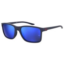 Okulary przeciwsłoneczne Under Armour Hustle XL S3. Niebieskie okulary przeciwsłoneczne damskie Under Armour, prostokątne. Za 339.99 zł.