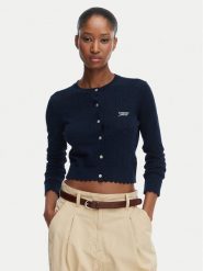 Tommy Jeans Kardigan Pointelle DW0DW22931 Granatowy Regular Fit. Niebieskie kardigany damskie Tommy Jeans, l, bez wzorów, z jeansu, bez kołnierzyka. Za 449.99 zł.