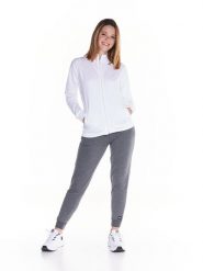 Bluza z zamek błyskawiczny na co dzień na siłownię. Białe bluzy damskie LEONE 1947 APPAREL, xl, bez wzorów, z dresówki, bez ramiączek, bez kaptura. Za 252.56 zł.