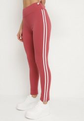 Ciemnoróżowe Legginsy z Ozdobnymi Lampasami Janiaima. Czerwone legginsy damskie Born2be, bez wzorów, z jeansu. Za 29.99 zł.