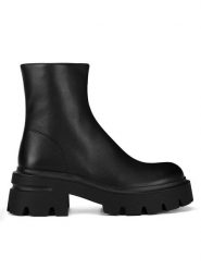 Badura Botki WFA3116-1Z Czarny. Czarne botki damskie Badura, bez wzorów, ze skóry, bez obcasa, na słupku, bez zapięcia. Za 299.99 zł.