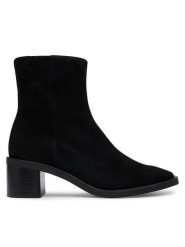 Calvin Klein Botki Block Heel Ank Boot Suede HW0HW03221 Czarny. Czarne botki damskie Calvin Klein, bez wzorów, ze skóry, bez obcasa, na słupku, bez zapięcia. Za 799.99 zł.