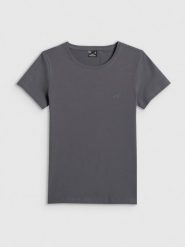 4F T-shirt slim gładki damski - szary XL. Szare t-shirty damskie 4F, xl, bez wzorów, z dzianiny, klasyczne, bez kołnierzyka, bez ramiączek. Za 49.99 zł.