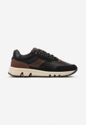 Czarne Buty Sportowe Sneakersy Ozdobione Perforacją Alovira. Czarne buty sportowe męskie Born2be, na lato, bez wzorów, bez zapięcia. Za 99.99 zł.