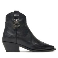 Botki KARL LAGERFELD. Czarne botki damskie KARL LAGERFELD, bez wzorów, bez obcasa, na słupku, bez zapięcia. Za 999.99 zł.